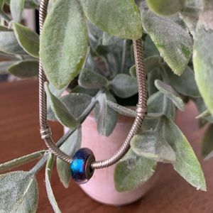 Blue and purple iridescent chamilia charm